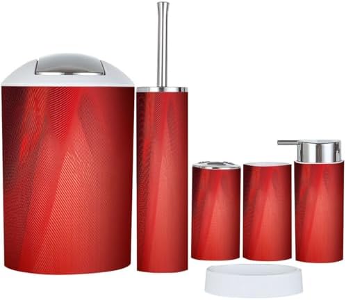 Boho Red Bathroom Accessories Set 6 Piece