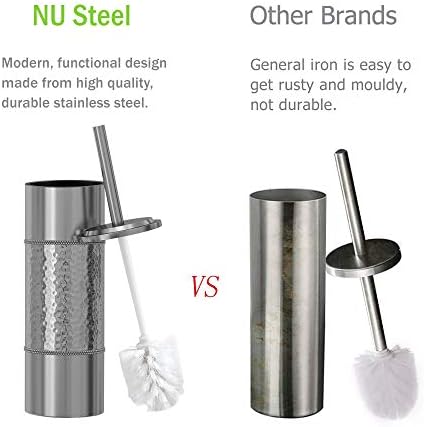 Nu Steel Hammer Detail Toilet Brush with Plastic Liner and Metal Handle