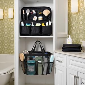 Mesh Shower Caddy with 8 Pockets - Black