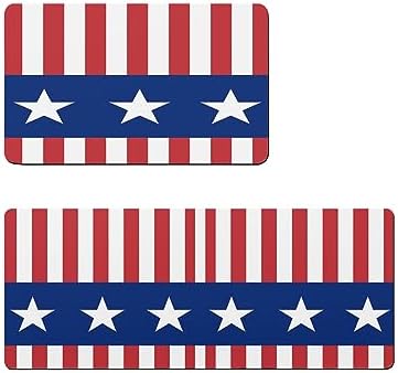 2PCS American Flag Bath Mat Set Non-Slip Diatomite 1