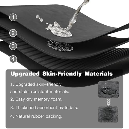 TYUU Dark Grey Bath Mat 16x24 Non Slip Quick Dry