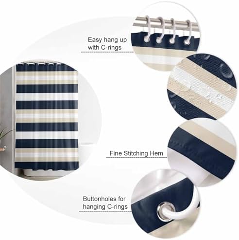 ZOE GARDEN Navy Blue Khaki Bathroom Set