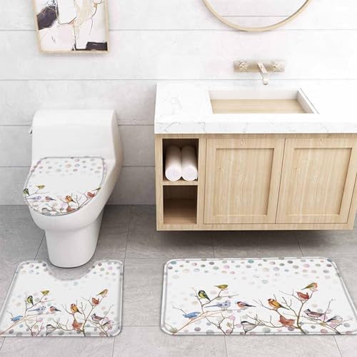 ZOE GARDEN Brids White Bathroom Set with Rug and Accessories