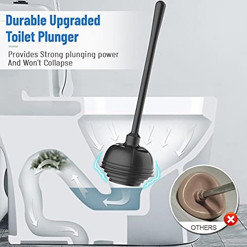Uptronic Toilet Plunger and Brush Set with Holder
