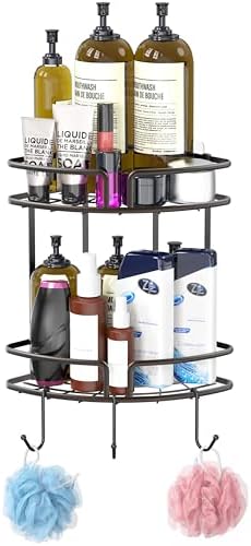 Simple Houseware 2-Tier Shower Caddy with Adhesive Mount and Bronze Finish
