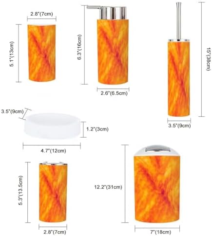 Boho Orange Bathroom Accessory Set 6 Piece