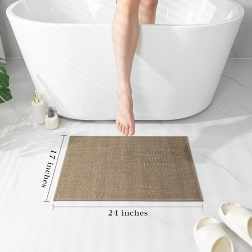 Chakme Ultra Thin Non Slip Bath Mat 24x17 Dark Beige