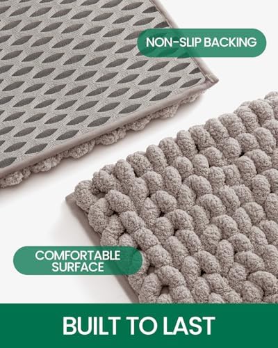 LUMI Luxury Bathroom Rug 17x30 Inch Non-Slip Quick Dry Chenille Mat