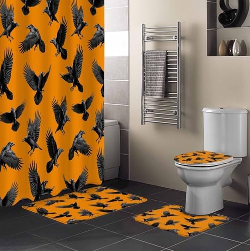 ZOE GARDEN Halloween Bath Set with Curtain Rug and Accessories