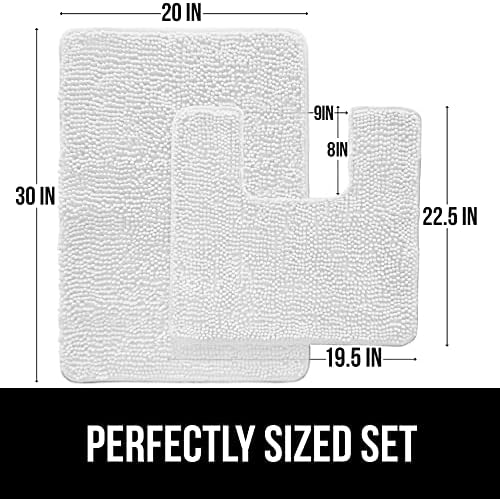 GORILLA GRIP Bath Rug Set and Toilet Mat 2 Items in White
