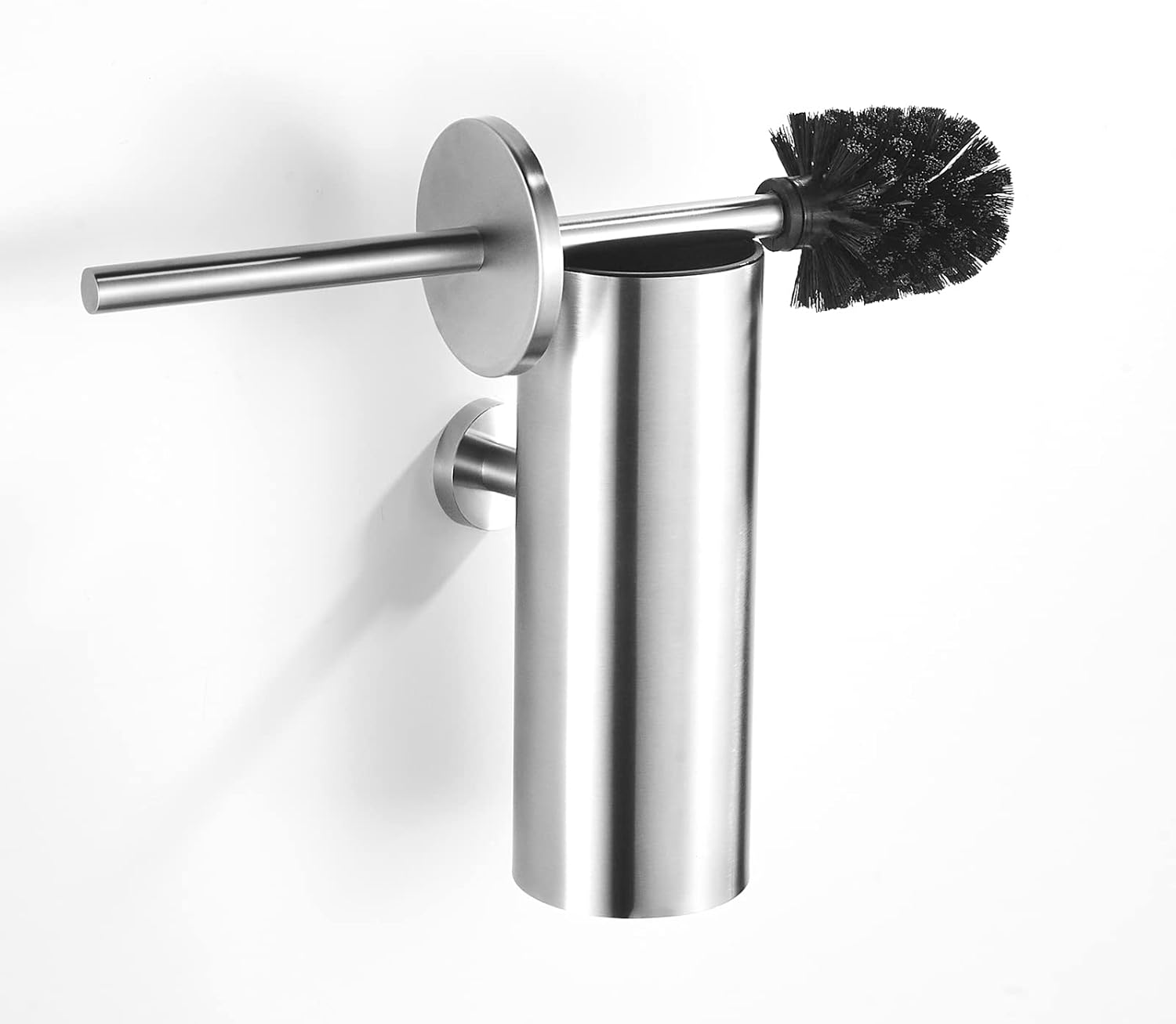 TINYROW Toilet Brush with Holder Brushed Nickel Wall Mounted
