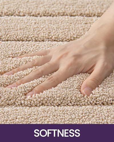 DEXI Non-Slip Microfiber Bathroom Rug Mat 32x20 Beige