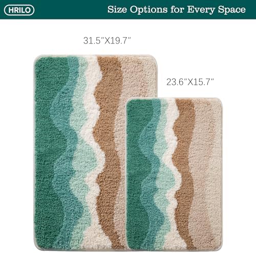 HRILO Microfiber Bath Rug Non-Slip Plush 315 X 197 Inches Green