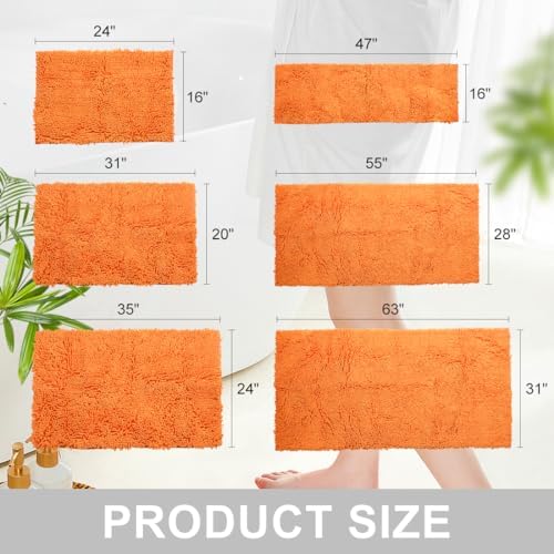 Vctops Orange Fall Plush Chenille Bath Rug