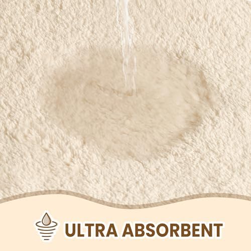 TECHMILLY Fluffy Bath Rug Mat 24x17 Cream
