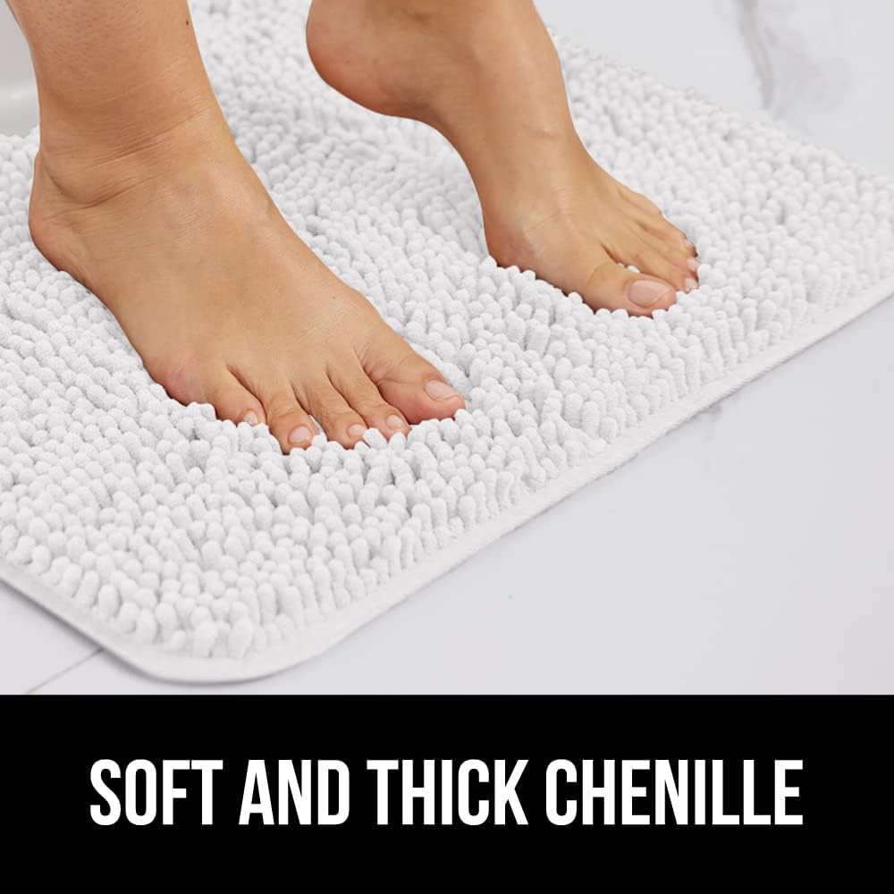 GORILLA GRIP Bath Rug Set and Toilet Mat 2 Items in White