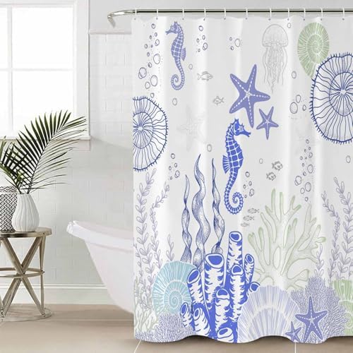 ZOE GARDEN Coastal Purple Bathroom Set with Shower Curtain Rug and Accessories
