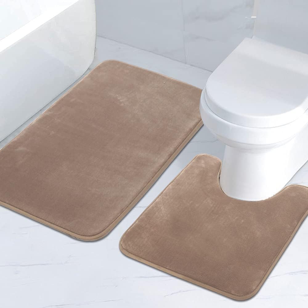 HVERSAILTEX Flannel Memory Foam Bath Mat Set