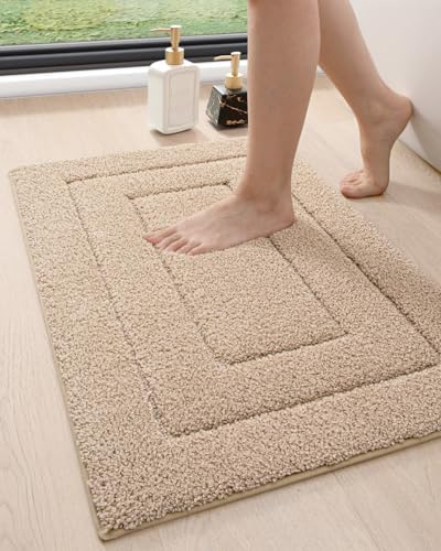 DEXI Non-Slip Microfiber Bathroom Rug Mat 32x20 Beige