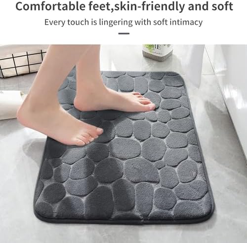 YIHOUSE Memory Foam Bath Mat 20x32 Dark Gray