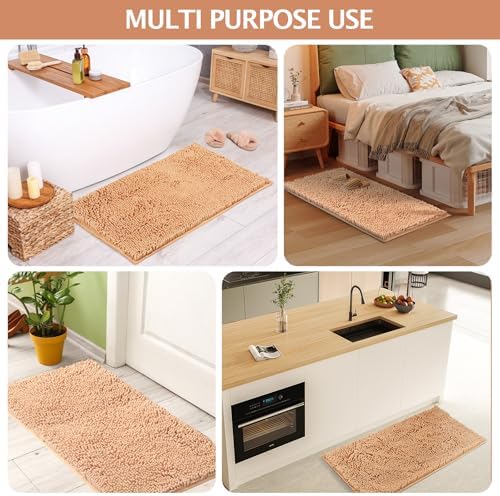 NUOVARUGS 20x32 Chenille Bath Rug Non-Slip and Quick Dry