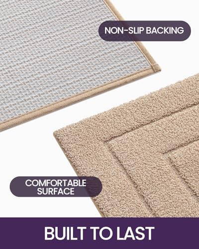 DEXI Non-Slip Microfiber Bathroom Rug Mat 32x20 Beige