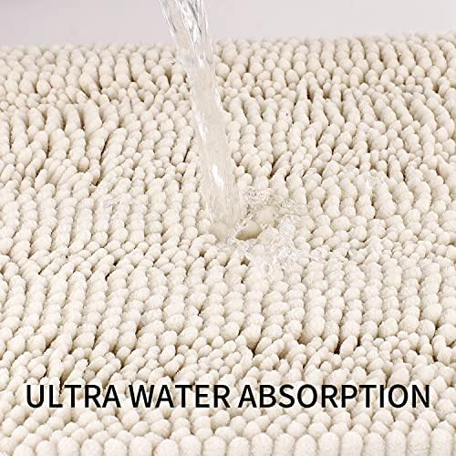 TENGTENGLINK Ivory White Bath Mat 16x24 Inch