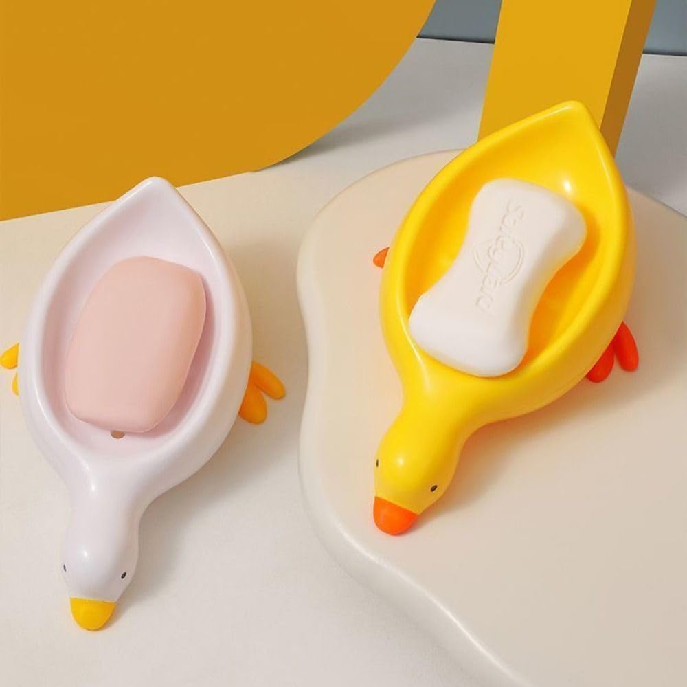 Plastic Self-Draining Duck Soap Dish Holder Yellow