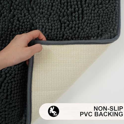 Sheepping Non Slip Black Bath Rug Mat 59 x 20