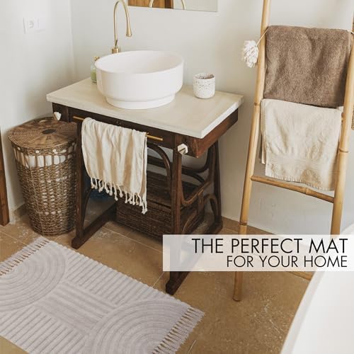 KIBAGA Boho Tassel Rug 24x36 Inch for Bathroom