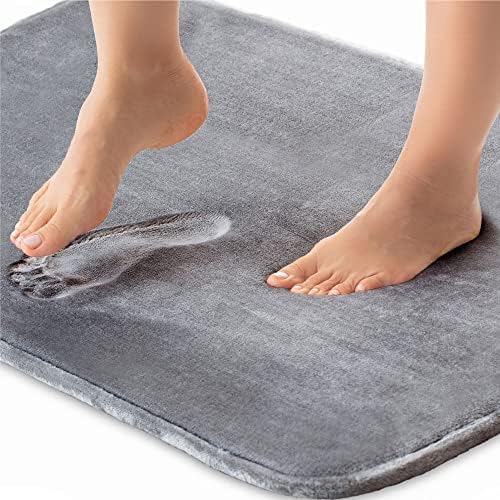 Gorilla Grip Velvet Bath Rug with Dots Graphite Gray 24x17