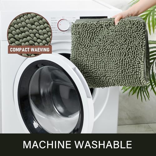 LOCHAS Sage Green Shaggy Bath Mat 24 x 60 Inch