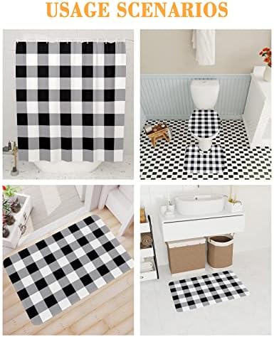 ZOE GARDEN Black and White Buffalo Plaid Bathroom Set