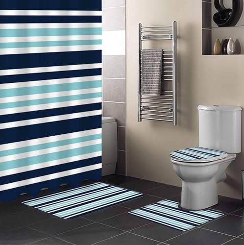 ZOE GARDEN Dark Blue Bathroom Set with Rug and Accessories