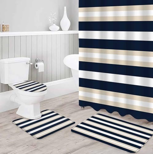 ZOE GARDEN Navy Blue Khaki Bathroom Set