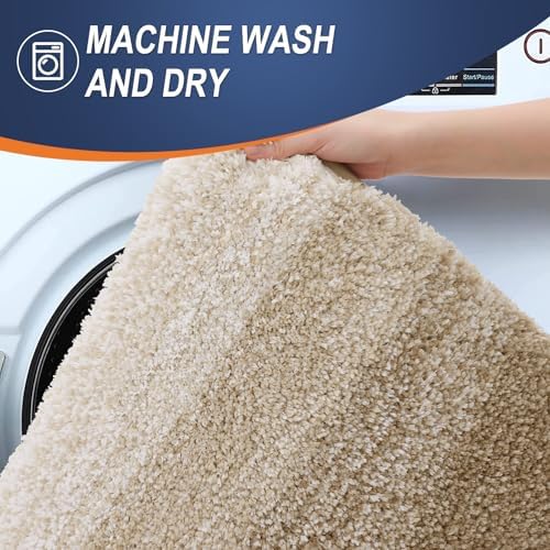 OLANLY Luxury Toilet Rug U-Shaped 24x20 Tan