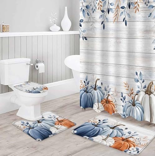 Thanksgiving Autumn Bathroom Set with Rug and Hooks 1