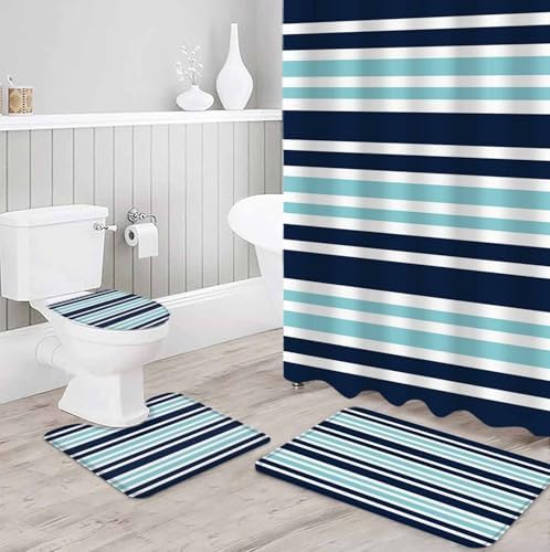 ZOE GARDEN Dark Blue Bathroom Set with Rug and Accessories