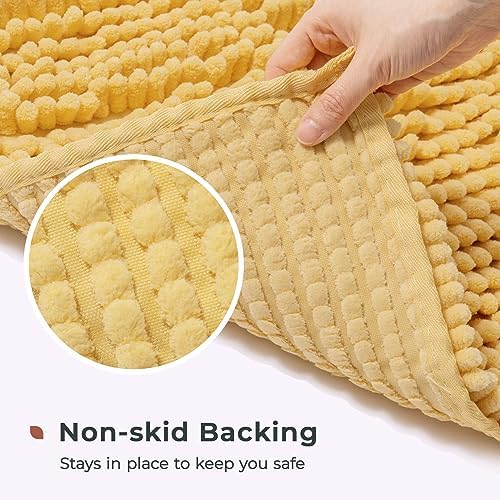 FRESHMINT Chenille Bathroom Rug Mat 24x17 Yellow
