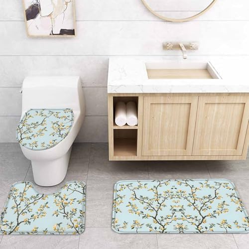 ZOE GARDEN Yellow Lemon Bathroom Set with Curtain Mat and Accessories