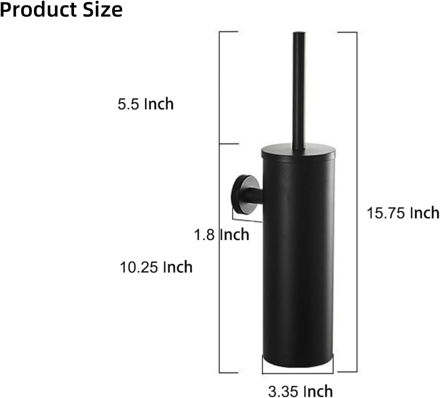 Matt Black Toilet Brush with Metal Holder Set