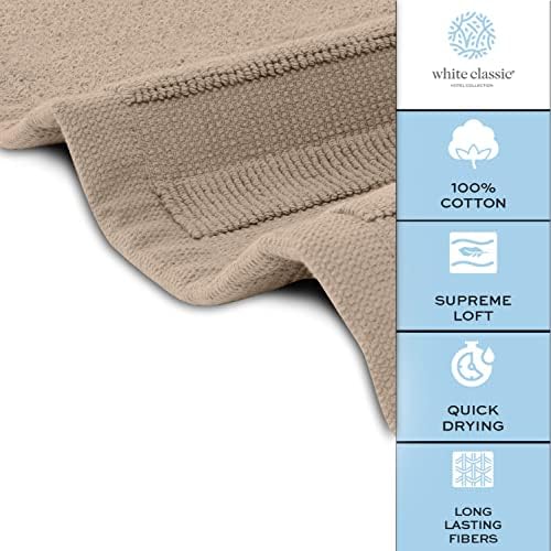 White Classic Luxury Bath Mat Set - 22x34 Inch Taupe 2 Pack
