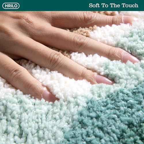 HRILO Microfiber Bath Rug Non-Slip Plush 315 X 197 Inches Green