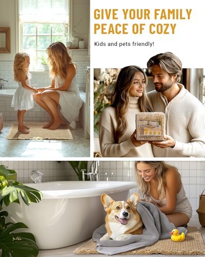 Furicher Large Waffle Bath Mat Set 2 pcs