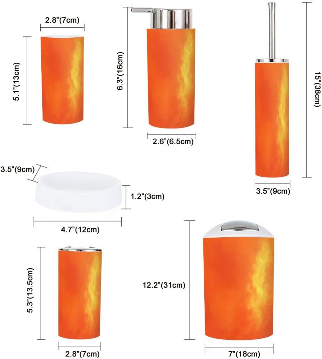 Boho Bathroom Accessory Set 6 Piece with Flame Design