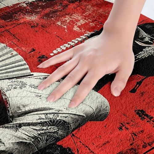 Erosebridal Geisha Bath Rug 16x24 White Red Black