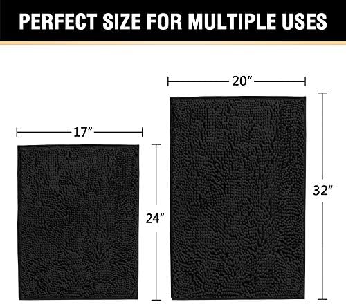 HVERSAILTEX 2 Piece Black Bath Rug Set
