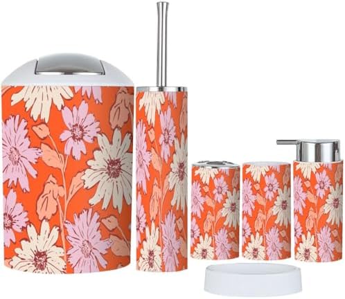 Boho Floral Bathroom Accessory Set 6 Piece