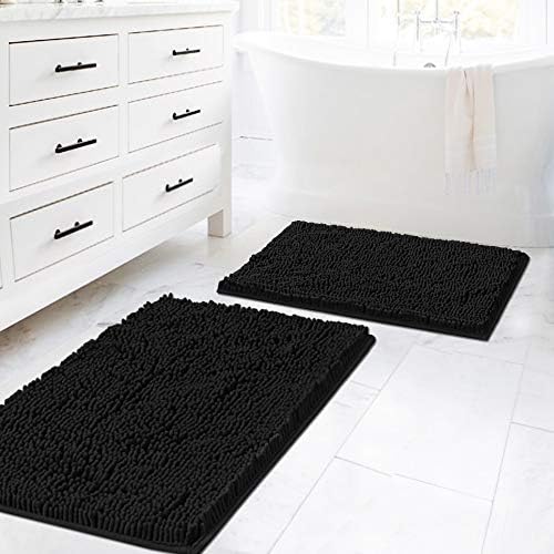 HVERSAILTEX 2 Piece Black Bath Rug Set