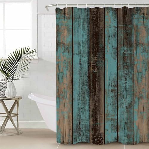 ZOE GARDEN Teal Wood Grain Bathroom Set